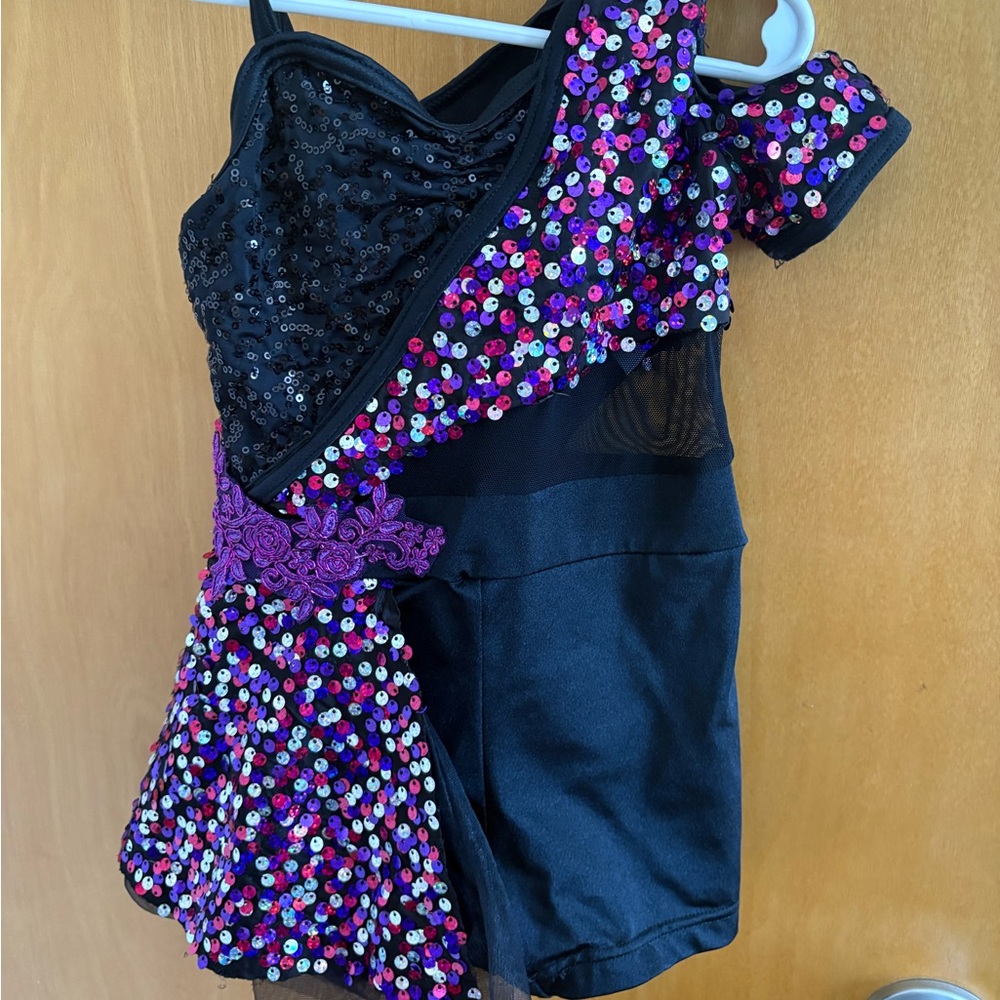 Weissman Black and Purple Sequin Dance Costume